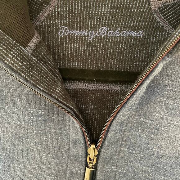 Tommy Bahama 1/2 Zip Sweater, Blue, 100% Cotton, Reversible - Picture 3 of 3